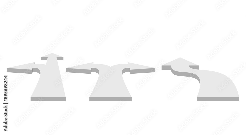 3d direction arrow on the white background