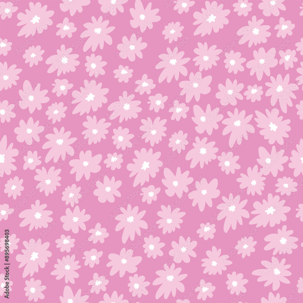 Floral pattern on pink background. Seamless pattern with small pink flowers, vector illustration.
Floral pattern on pink background. Seamless pattern with small pink flowers, vector illustration.