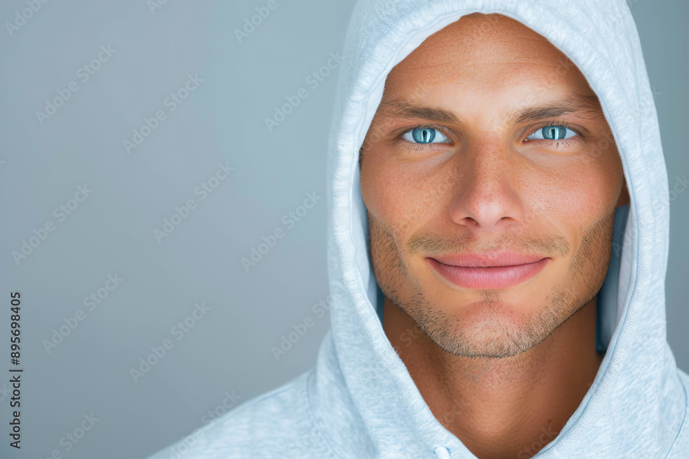 Obraz premium Close up portrait of a young man wearing a hoodie