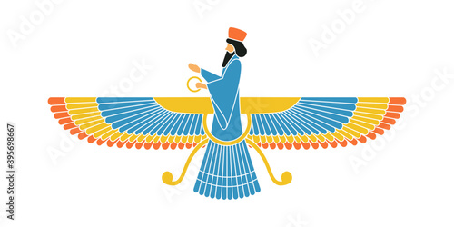Vector illustration of Persian god on transparent background
