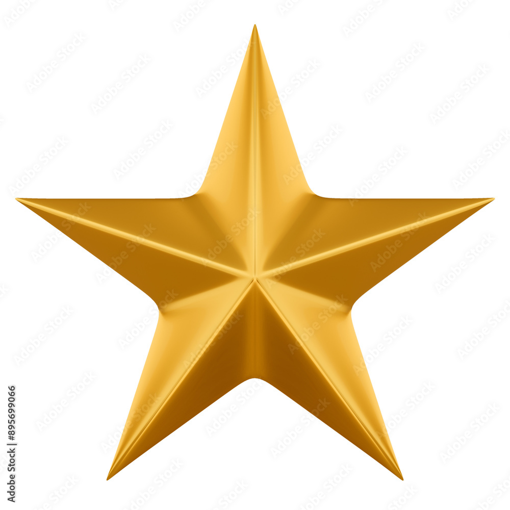 Obraz premium Golden Star Realistic Shapes, Design Element Decoration on Transparent background, 3d illustration