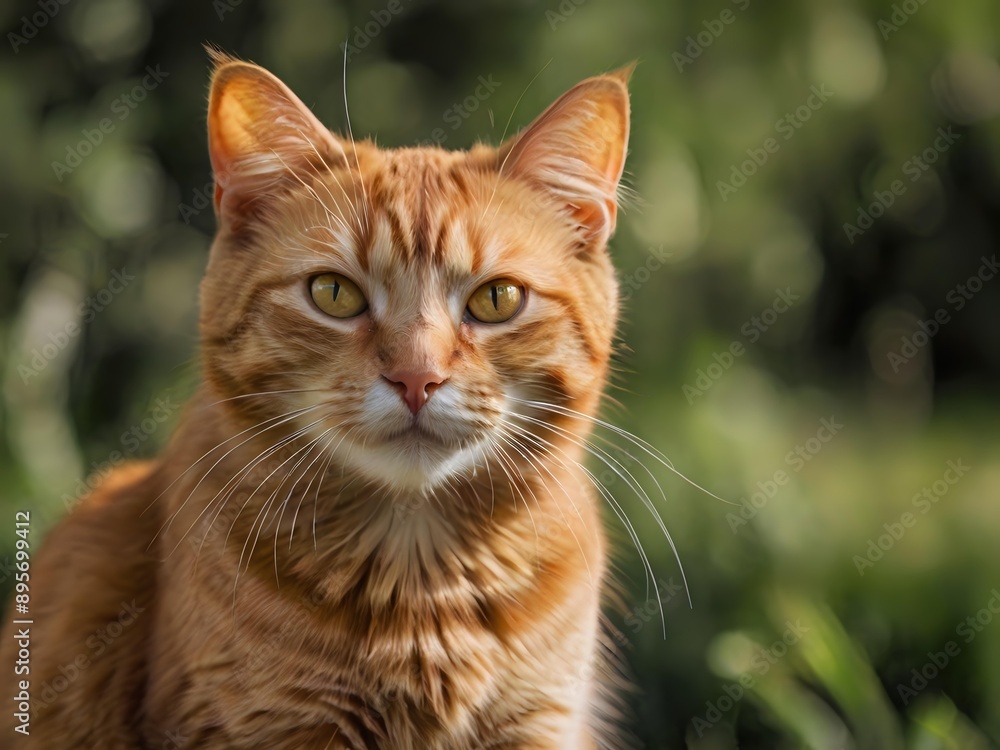 orange cat with blur background, orange cat is sitting and looking orange cat with blur background, orange cat is sitting and looking