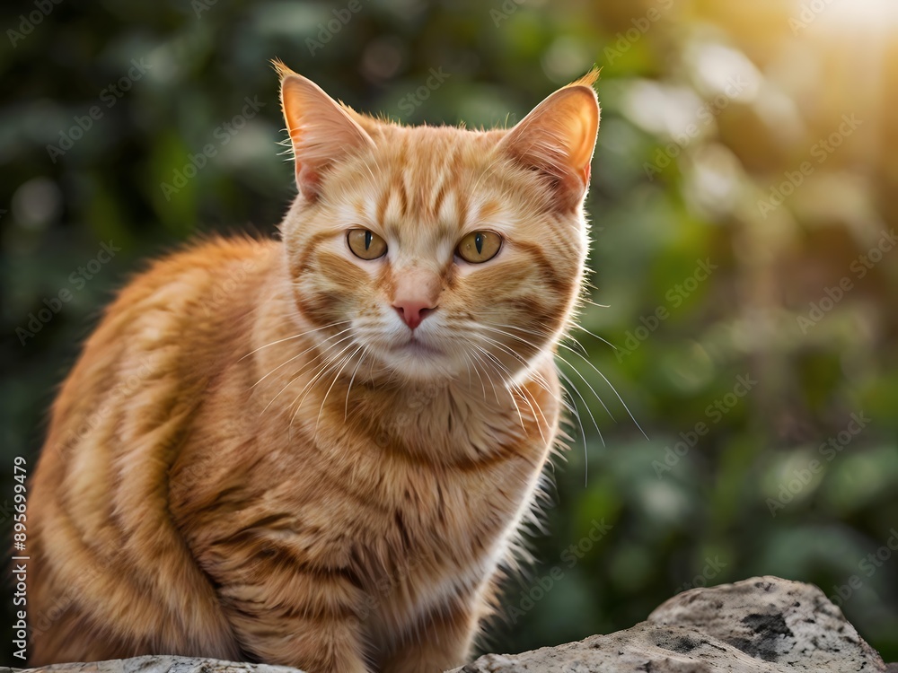 orange cat with blur background, orange cat is sitting and looking orange cat with blur background, orange cat is sitting and looking
