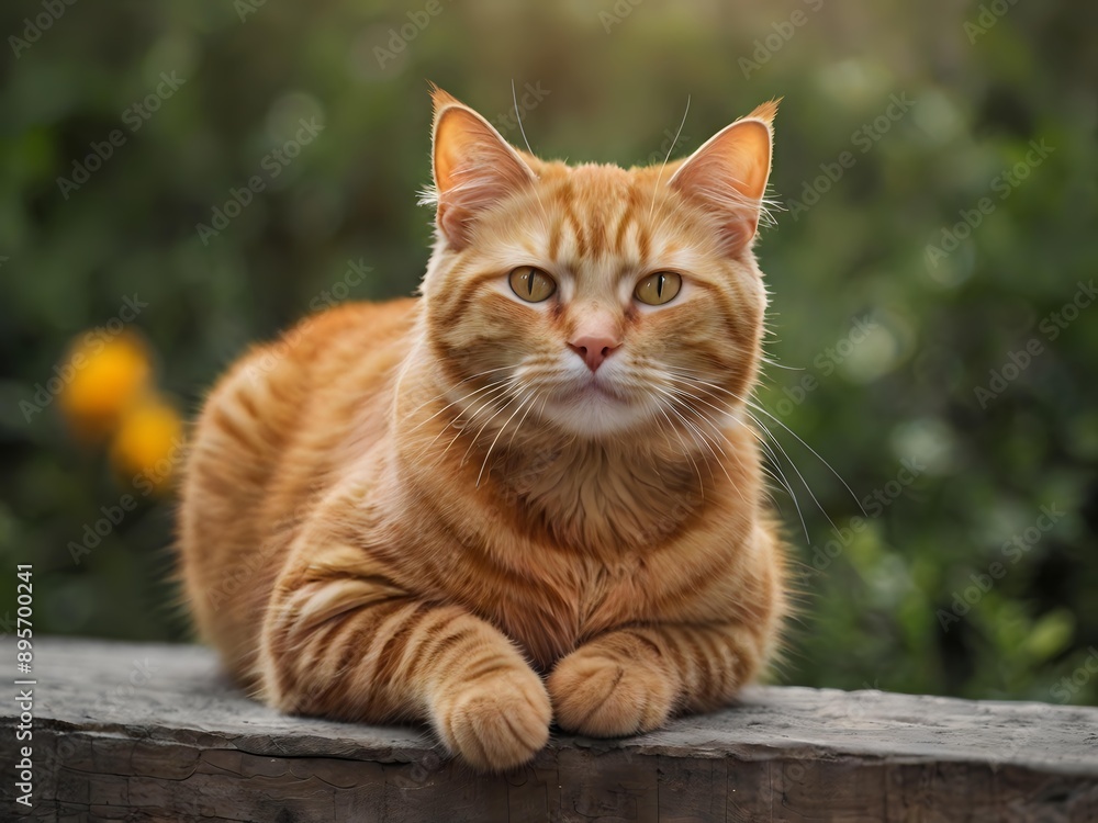 orange cat with blur background, orange cat is sitting and looking orange cat with blur background, orange cat is sitting and looking
