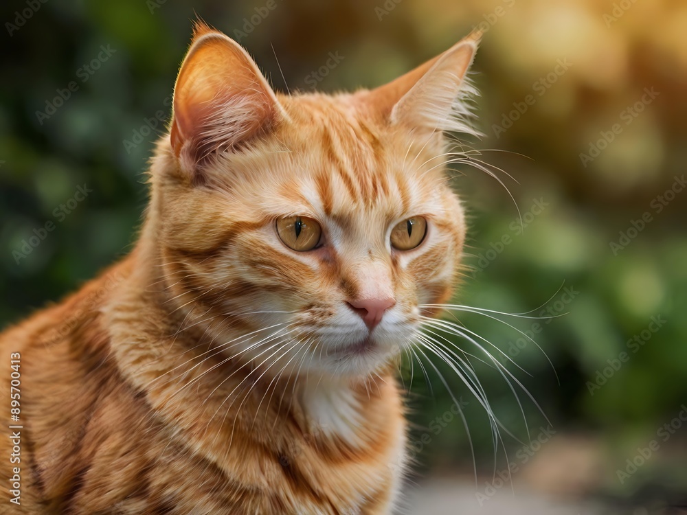 orange cat with blur background, orange cat is sitting and looking orange cat with blur background, orange cat is sitting and looking