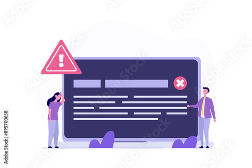Concept of computer outage or failure due to server downtime, technical issues, software update errors, operating system crashes, or cyber attacks.