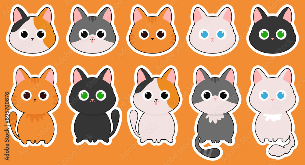 Fototapeta premium Stickers with cats