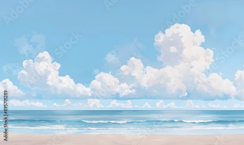 Wallpaper Mural The blue sky and  beach , Generative AI Torontodigital.ca