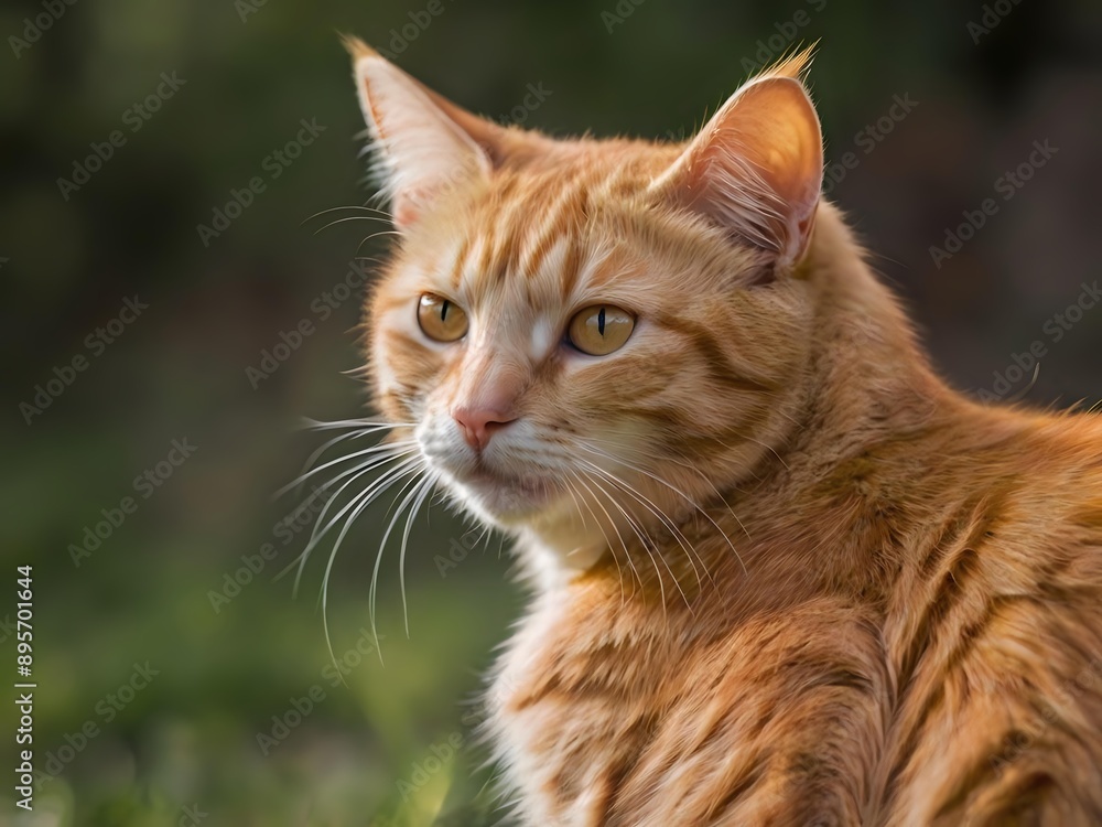 orange cat with blur background, orange cat is sitting and looking orange cat with blur background, orange cat is sitting and looking