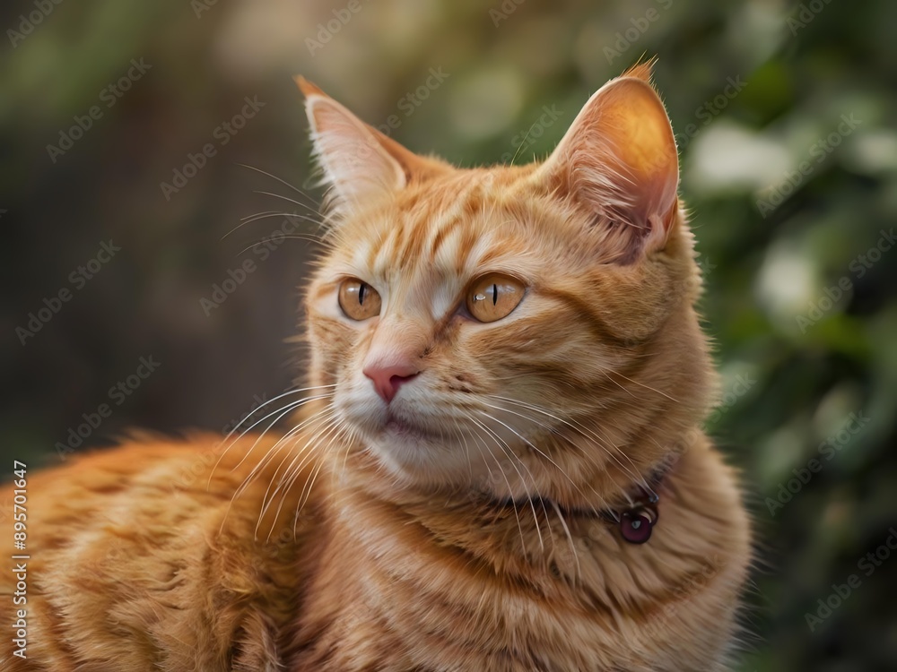 orange cat with blur background, orange cat is sitting and looking orange cat with blur background, orange cat is sitting and looking