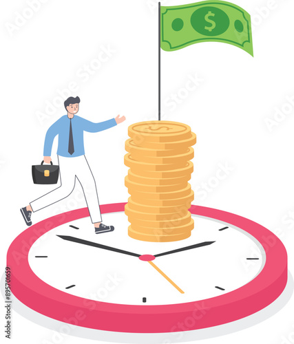 Time is money, long term investment return, retirement pension fund concept, clock,

