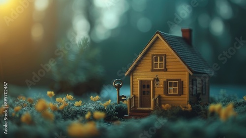 Wallpaper Mural House and key for real estate business concept Torontodigital.ca