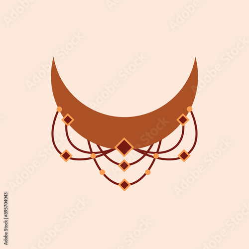 Vector Linear Moon Magic Flat Illustration with Geometric Decorations.