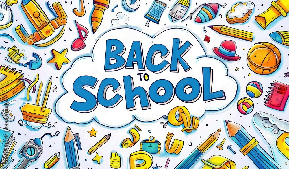 Colorful school doodle with Colorful school doodle with