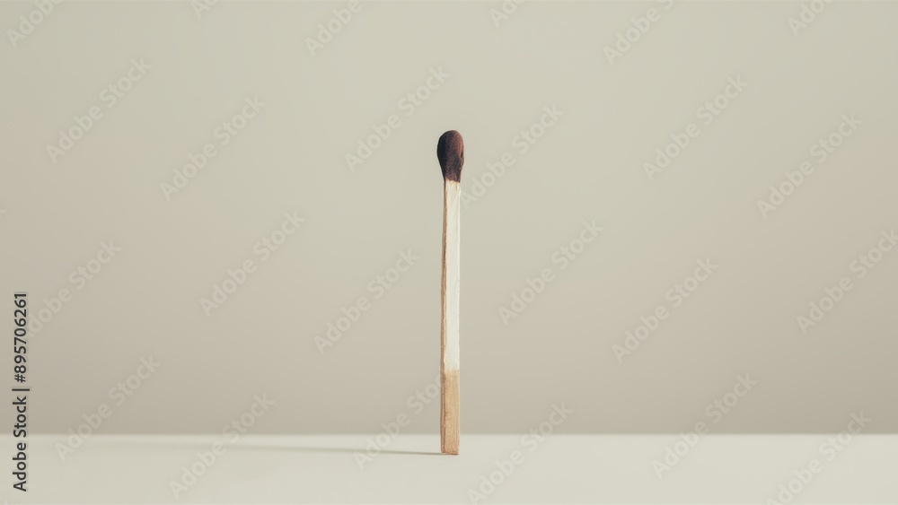 A matchstick on a table with no other objects in the picture, AI A matchstick on a table with no other objects in the picture, AI