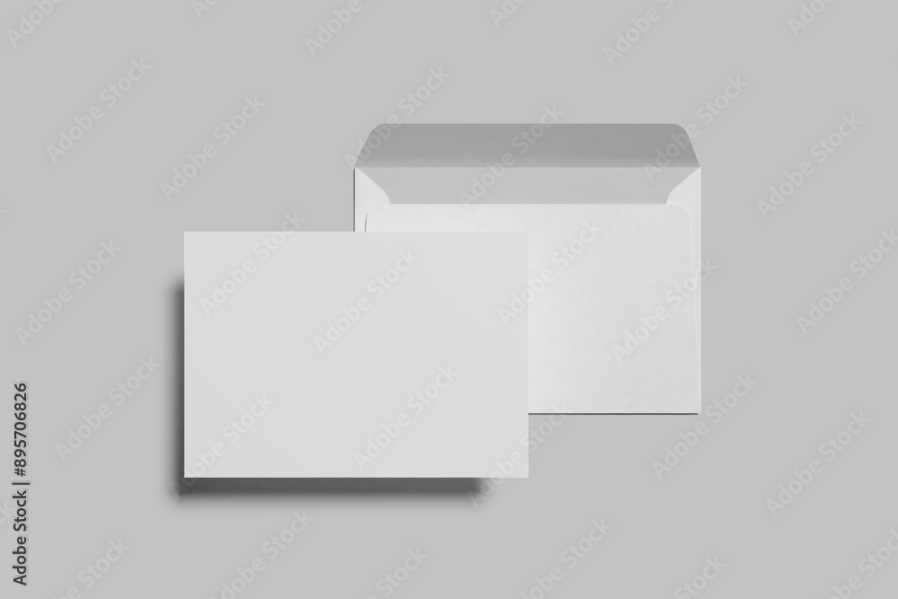 Blank White Envelope Mock-up with an Invitation Card Blank White Envelope Mock-up with an Invitation Card