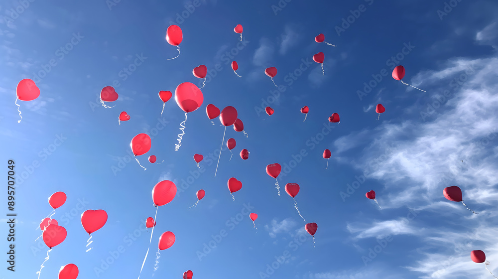 Colorful Balloons Floating in a Clear Blue Sky Colorful Balloons Floating in a Clear Blue Sky