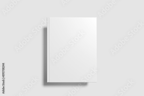 Blank white book cover on gray background mockup