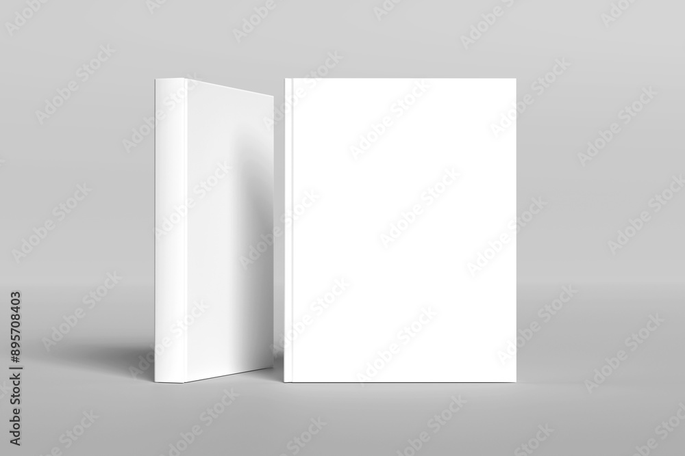 Blank white book cover on gray background mockup Blank white book cover on gray background mockup