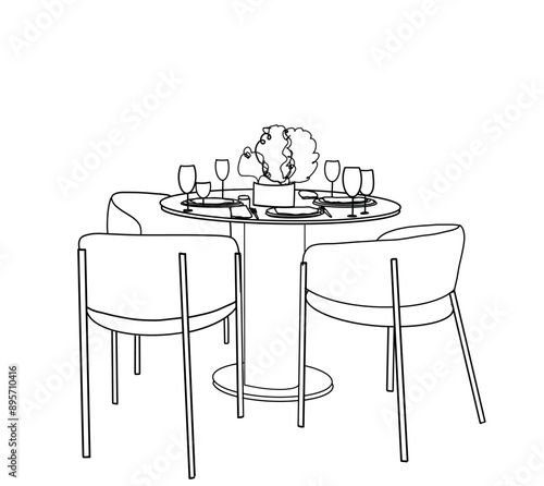 Dinner table with chair sketch