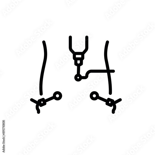 Laparoscopy black line icon. Operations on the abdominal cavity.