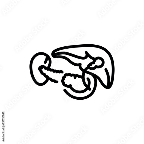 Pancreatectomy black line icon. Operations on the abdominal cavity.
