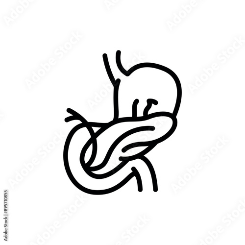Splenectomy black line icon. Operations on the abdominal cavity.
