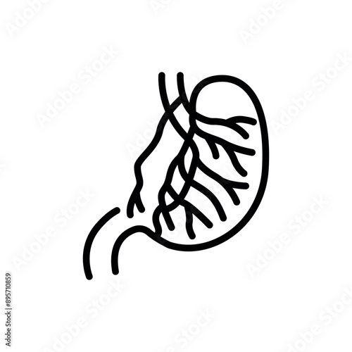 Selective vagotomy black line icon. Operations on the abdominal cavity.