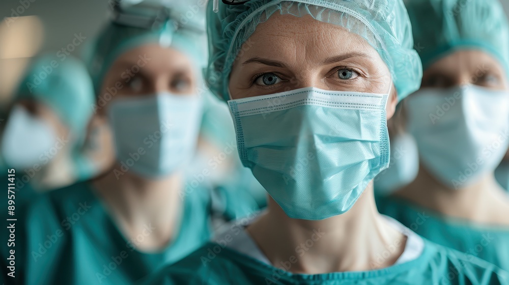 Medical professionals wearing masks and protective gear are intently focused on their duty, representing their commitment to health and safety within the medical field. Medical professionals wearing masks and protective gear are intently focused on their duty, representing their commitment to health and safety within the medical field.