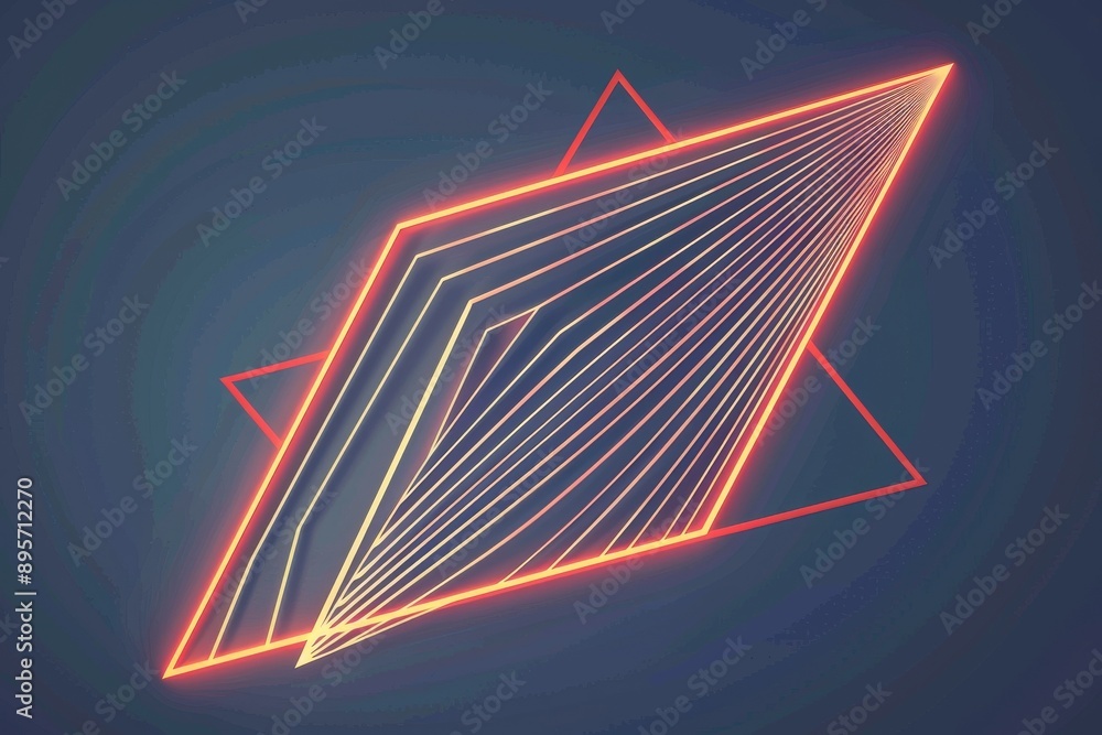 Fototapeta premium Polygons and intricated lines on a sinthwave universe background - Generative AI image. Beautiful simple AI generated image in 4K, unique.