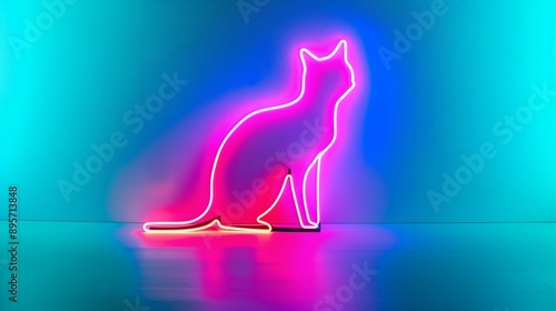 Neon sign in the shape of a cat