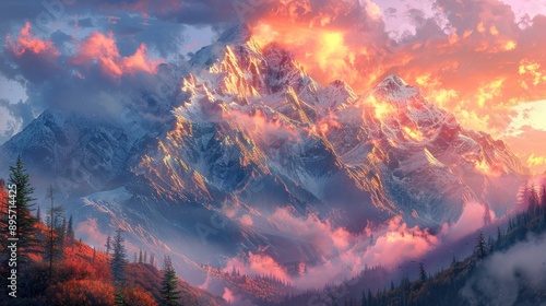 Majestic Mountain Peak at Sunset