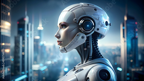 portrait profile photo robot cyborg ai chat bot girl