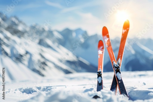 Alpine Ski Scene With Mountain Views