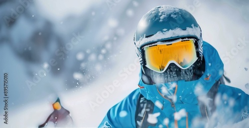 Skier Descending Mountainous Terrain