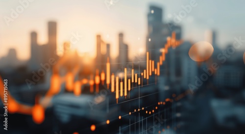 Cityscape With Stock Market Data