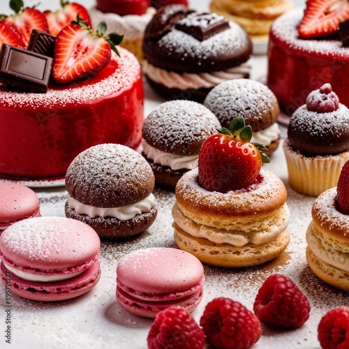 Delightful pastries filled with juicy berries and decadent chocolate, sure to please any taste buds photo