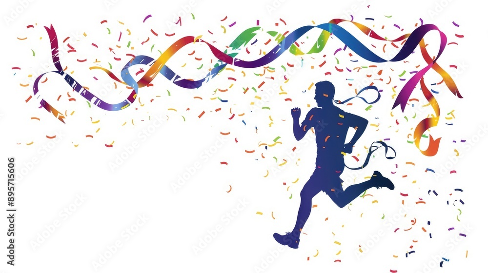 Winning concept illustration with running to the finish line Winning concept illustration with running to the finish line