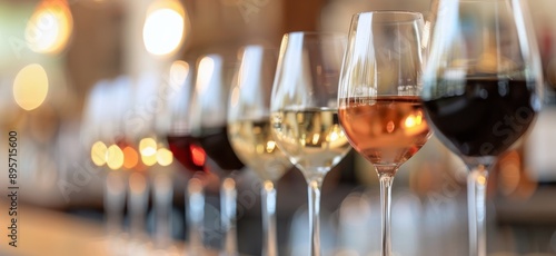 Wine Glasses on a Bar Counter