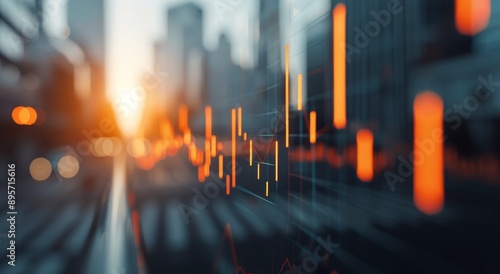 Cityscape With Stock Market Data