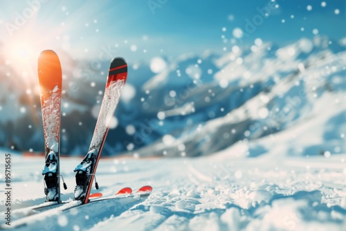 Alpine Ski Scene With Mountain Views