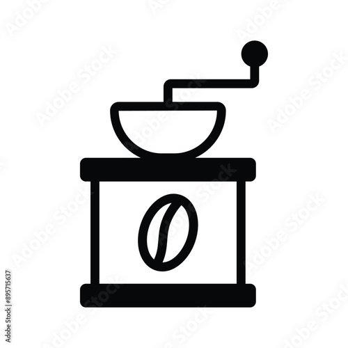 A coffee mill icon depicting a manual grinder used to grind coffee beans for brewing aromatic coffee.