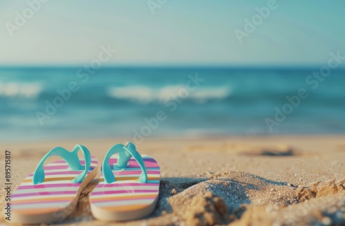 Flip Flops on Beach at Sunset