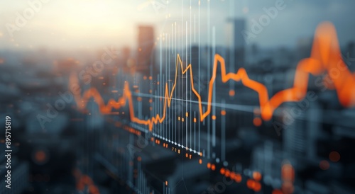Cityscape With Stock Market Data