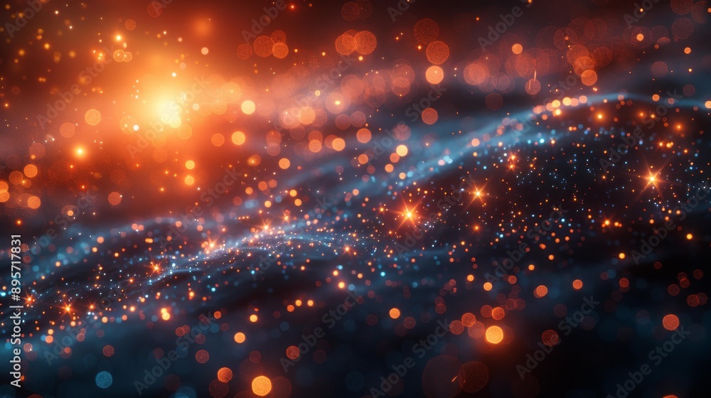 Glowing particle field - generative ai Glowing particle field - generative ai