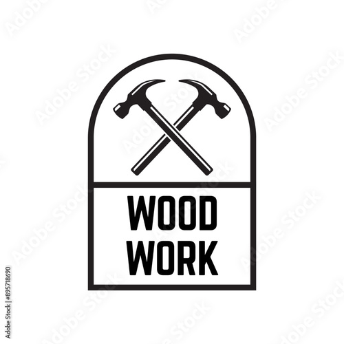 Carpentry, woodworking retro vintage vector logo design.