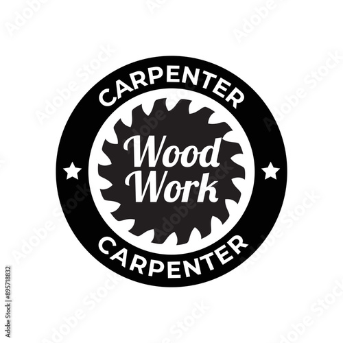 Carpentry, woodworking retro vintage vector logo design.