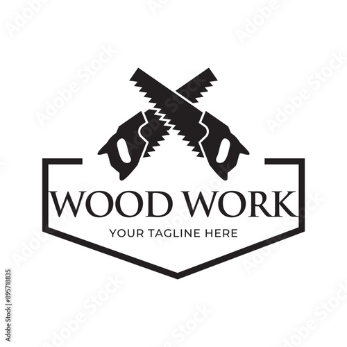 Carpentry, woodworking retro vintage vector logo design.