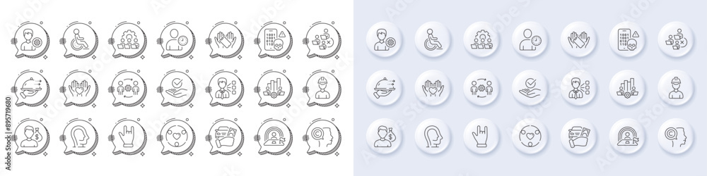 Remove team, Salary and Cyber attack line icons. White pin 3d buttons, chat bubbles icons. Pack of Disability, Teamwork chart, Rent car icon. Inclusion, Smartphone holding, Support pictogram. Vector Remove team, Salary and Cyber attack line icons. White pin 3d buttons, chat bubbles icons. Pack of Disability, Teamwork chart, Rent car icon. Inclusion, Smartphone holding, Support pictogram. Vector