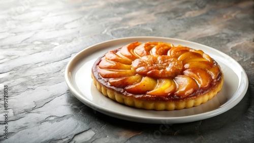 Wallpaper Mural Una tarta de manzana de la cocina francesa, colocada sobre una mesa de mármol. La tarta está decorada con rodajas de manzana caramelizadas. Hay un espacio libre para texto. Torontodigital.ca